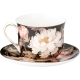 ZESTAW Porcelanowa filiżanka 400 ml ze spodeczkiem Do KAWY HERBATY - KWIATY