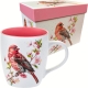 NA PREZENT Duży PORCELANOWY Kubek PTAKI 700 ml XXL do KAWY HERBATY - RÓŻOWY