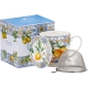 Porcelanowy Kubek z Zaparzaczem i Pokrywką do HERBATY ZIÓŁ 480 ml - CYTRYNY
