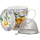 Porcelanowy Kubek z Zaparzaczem i Pokrywką do HERBATY ZIÓŁ 480 ml - CYTRYNY