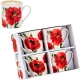 CZTERY Klasyczne Porcelanowe Kubki 360 ml do KAWY HERBATY - CZERWONE MAKI
