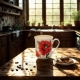 CZTERY Klasyczne Porcelanowe Kubki 360 ml do KAWY HERBATY - CZERWONE MAKI