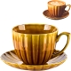 EVIE HONEY Porcelanowa Filiżanka 300 ml ze spodkiem 15 cm - do KAWY HERBATY