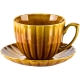 EVIE HONEY Porcelanowa Filiżanka 300 ml ze spodkiem 15 cm - do KAWY HERBATY