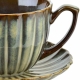 EVIE GREEN Porcelanowa Filiżanka 300 ml ze spodkiem do KAWY HERBATY - 2 szt
