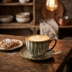 EVIE GREEN Porcelanowa Filiżanka 300 ml ze spodkiem do KAWY HERBATY - 2 szt