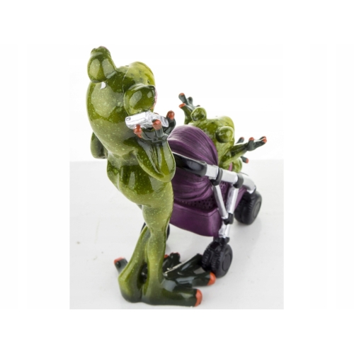 Figurka 17x12x6 cm - Żaba z Małą Żabką w Wózku