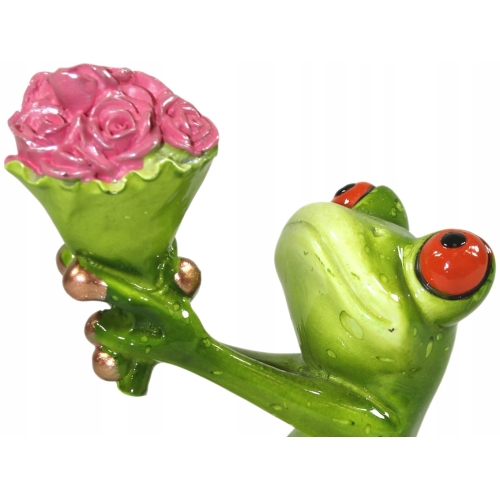 Ozdobna Figurka 12 x 14 x 6,5 cm - Żaba z kwiatami