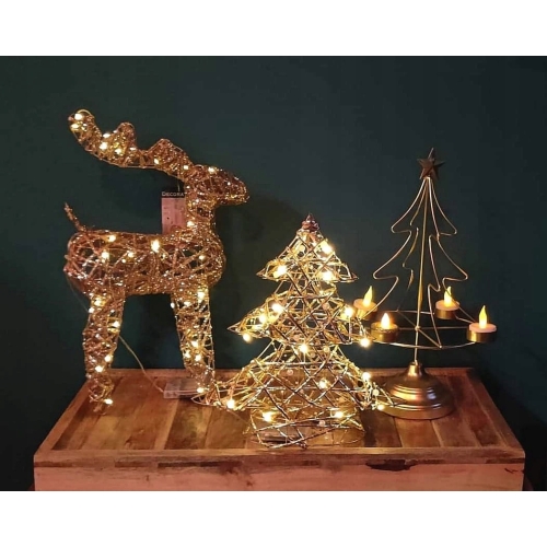 DEKORACJA Świąteczna ZŁOTY Renifer 40 LED - 37 cm