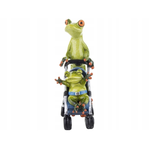 Figurka 16 x 14 x 7 cm - Żaba z Małą Żabką w Wózku