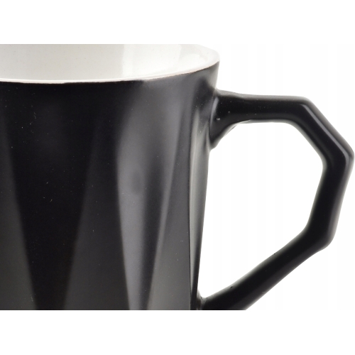 SALLY GEO Ceramiczny Kubek 380 ml CZARNY - 6 szt