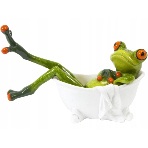 Ozdobna Figurka 10,5 x 15,5 x 6 cm - Żaba w wannie