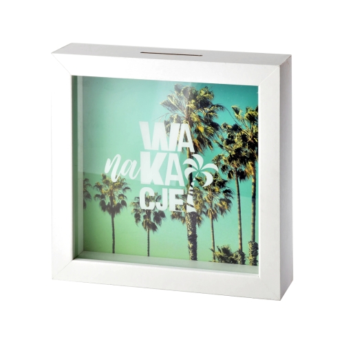 NA PREZENT Ramka Skarbonka 20x20x5cm - NA WAKACJE