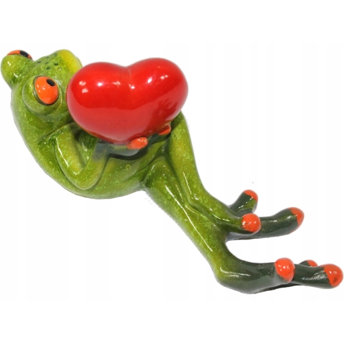 Na Walentynki Leżąca Figurka - Żaba z SERCEM