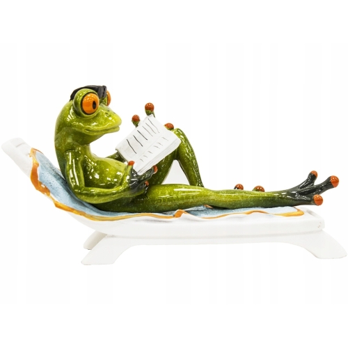 Ozdobna Figurka 19 x 10 x 6 cm - Żaba na leżaku