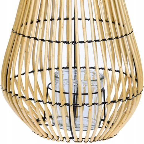 DUŻY PIĘKNY RATTANOWY Lampion Latarnia 36 x 26 cm BOHO - Taras Balkon Ogród