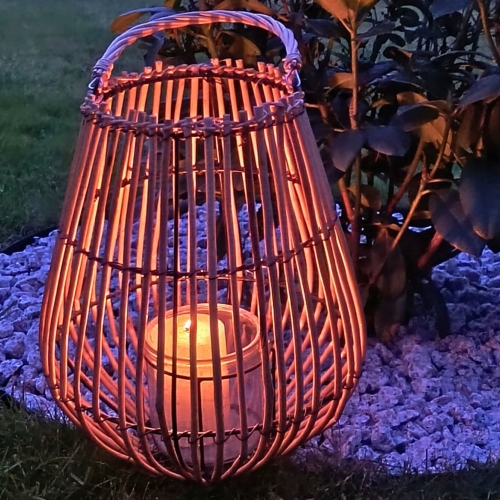 DUŻY PIĘKNY RATTANOWY Lampion Latarnia 36 x 26 cm BOHO - Taras Balkon Ogród