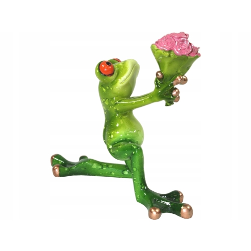 Ozdobna Figurka 12 x 14 x 6,5 cm - Żaba z kwiatami