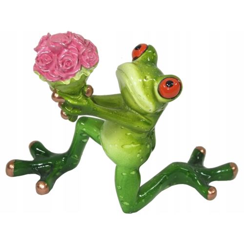 Ozdobna Figurka 12 x 14 x 6,5 cm - Żaba z kwiatami