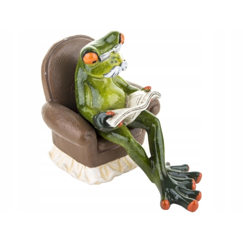 Ozdobna Figurka 11x8,5x13 cm Żaba w fotelu Dziadek