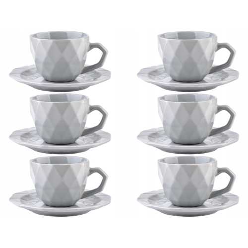 Filiżanka 280ml ze spodkiem 16,5 cm 6 sztuk SZARE