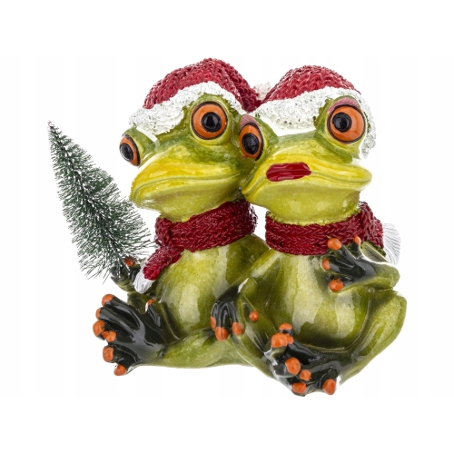 Ozdobna Figurka 9,5x11,5x8,5 cm - Żaby z choinką