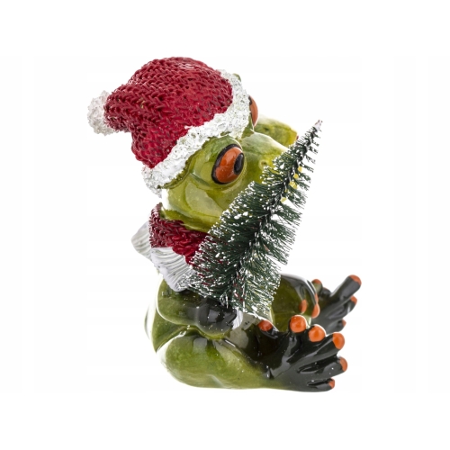 Ozdobna Figurka 9,5x11,5x8,5 cm - Żaby z choinką