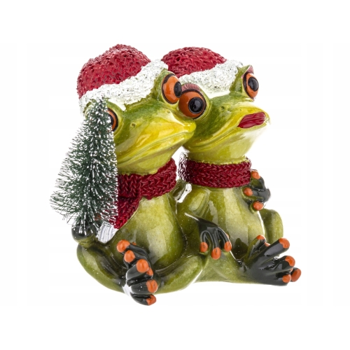 Ozdobna Figurka 9,5x11,5x8,5 cm - Żaby z choinką