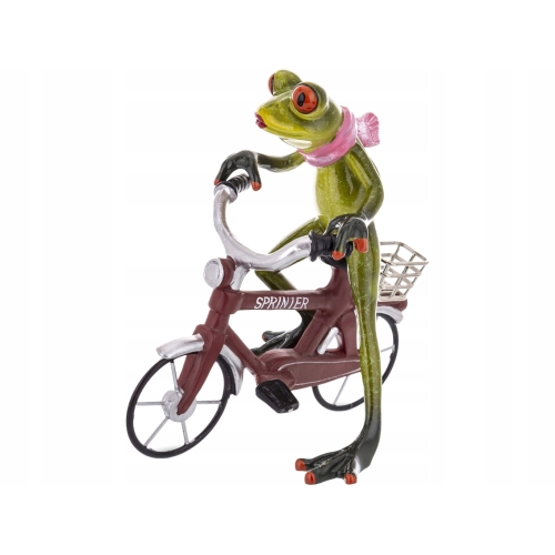 Ozdobna Figurka 16,5x11,5x15,5cm - Żaba na rowerze