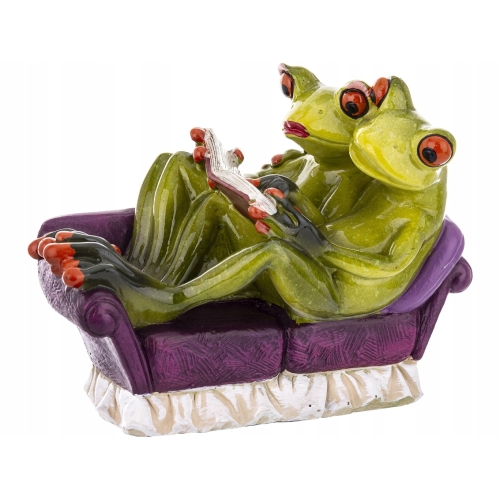 Ozdobna Figurka 11 x 15 x 8,5 cm - Żaby na kanapie