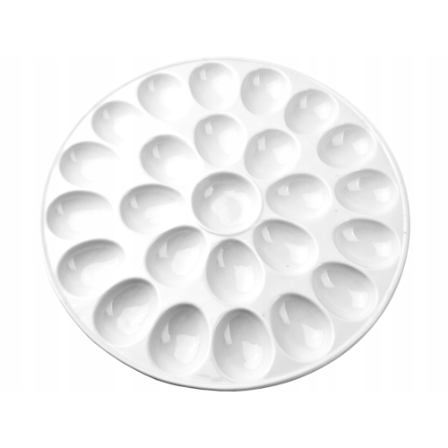 PORCELANOWY Talerz 33,5 x 2 cm na 24 JAJKA - BIAŁY