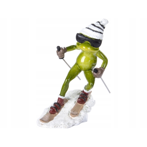 Ozdobna Figurka 16 x 8 x 13 cm - Żaba na nartach Narciarz