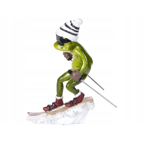Ozdobna Figurka 16 x 8 x 13 cm - Żaba na nartach Narciarz