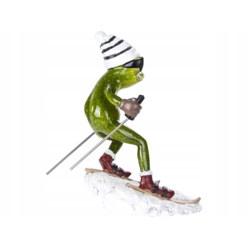 Ozdobna Figurka 16 x 8 x 13 cm - Żaba na nartach Narciarz