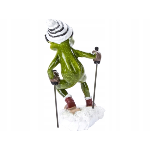 Ozdobna Figurka 16 x 8 x 13 cm - Żaba na nartach Narciarz