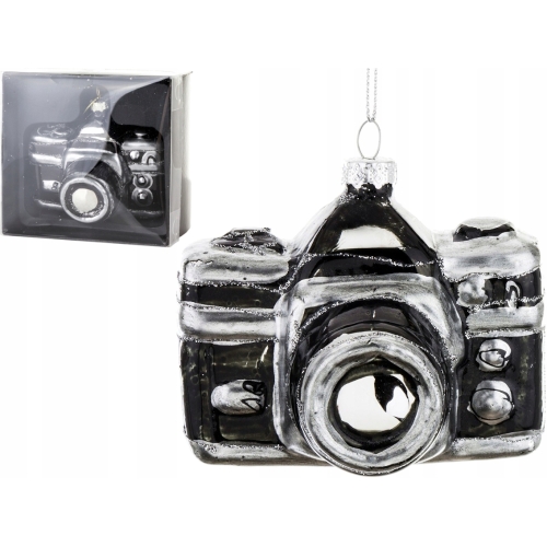Bombka SZKLANA 8 x 9 x 5,5 cm Ozdoba choinkowa - APARAT FOTOGRAFICZNY