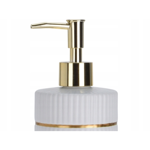 Ceramiczny Dozownik do mydła / Płynu do naczyń 350 ml - BIAŁY ZŁOTY