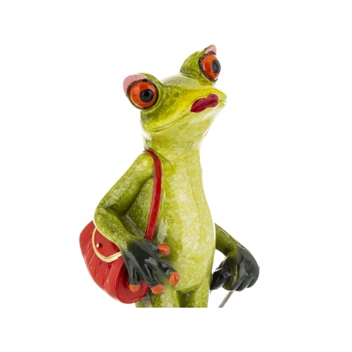 Ozdobna Figurka 18 x 13 x 5,5 cm - Żaba z walizką Turystka