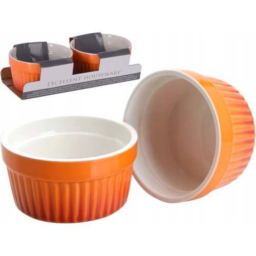 ŻAROODPORNE Naczynia Kokilki do zapiekania 2 SZT 9 cm 200 ml - POMARAŃCZOWE