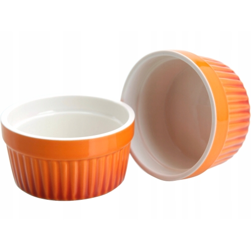 ŻAROODPORNE Naczynia Kokilki do zapiekania 2 SZT 9 cm 200 ml - POMARAŃCZOWE