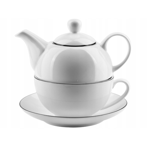 Zestaw TEA FOR ONE Porcelanowy Dzbanek 450 ml z filiżanką 300 ml - BIAŁE
