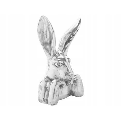 WIELKANOC Dekoracyjna Figurka KRÓLIK ZAJĄC 36,5 x 20,5 x 16 cm - SREBRNY