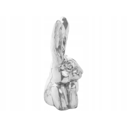 WIELKANOC Dekoracyjna Figurka KRÓLIK ZAJĄC 36,5 x 20,5 x 16 cm - SREBRNY