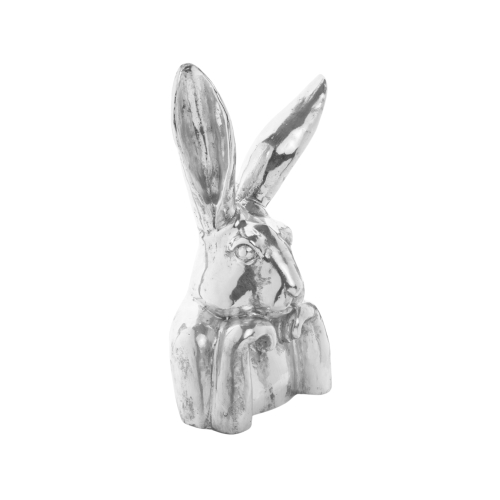 WIELKANOC Dekoracyjna Figurka KRÓLIK ZAJĄC 48 x 26 x 19,5 cm - SREBRNY