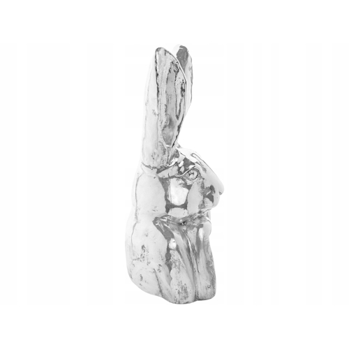 WIELKANOC Dekoracyjna Figurka KRÓLIK ZAJĄC 48 x 26 x 19,5 cm - SREBRNY