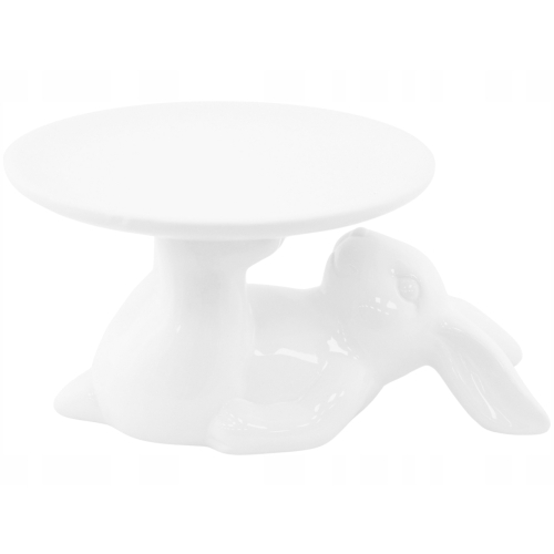 BIAŁA CERAMICZNA Patera z ZAJĄCZKIEM 10 x 19 x 15 cm - na WIELKANOC