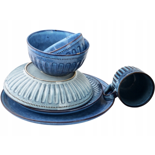 BASIC NATURE Ceramiczny kubek do KAWY HERBATY 8,5 x 9 cm 320 ml - NIEBIESKI