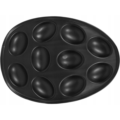 CZARNY PORCELANOWY Półmisek Patera Talerz 27 x 19 x 1,6 cm - na 10 JAJEK