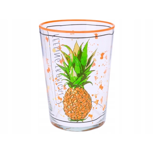 KOLOROWA Szklanka do WODY NAPOJÓW KOKTAJLI 500 ml, 9 x 12 cm - ANANAS