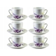 JOY Komplet 6 filiżanek 250ml Ze spodkami 15cm DO KAWY HERBATY - PORCELANA